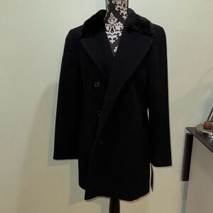 NWT Nuage at Debenhams black long‎ coat size 16